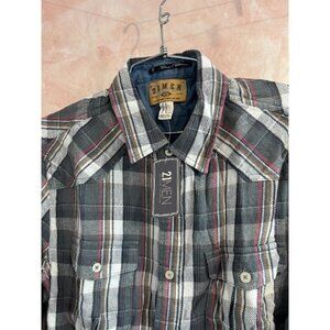 21 MEN an american brand  woven front button shirt‎  olive grey men size S